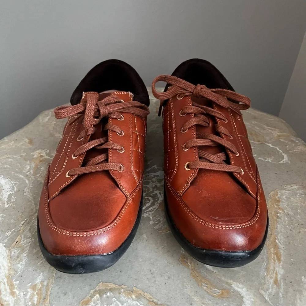 Anodyne Women’s 9 Rust Red Leather Stylish Quilted Diabetic Shoes